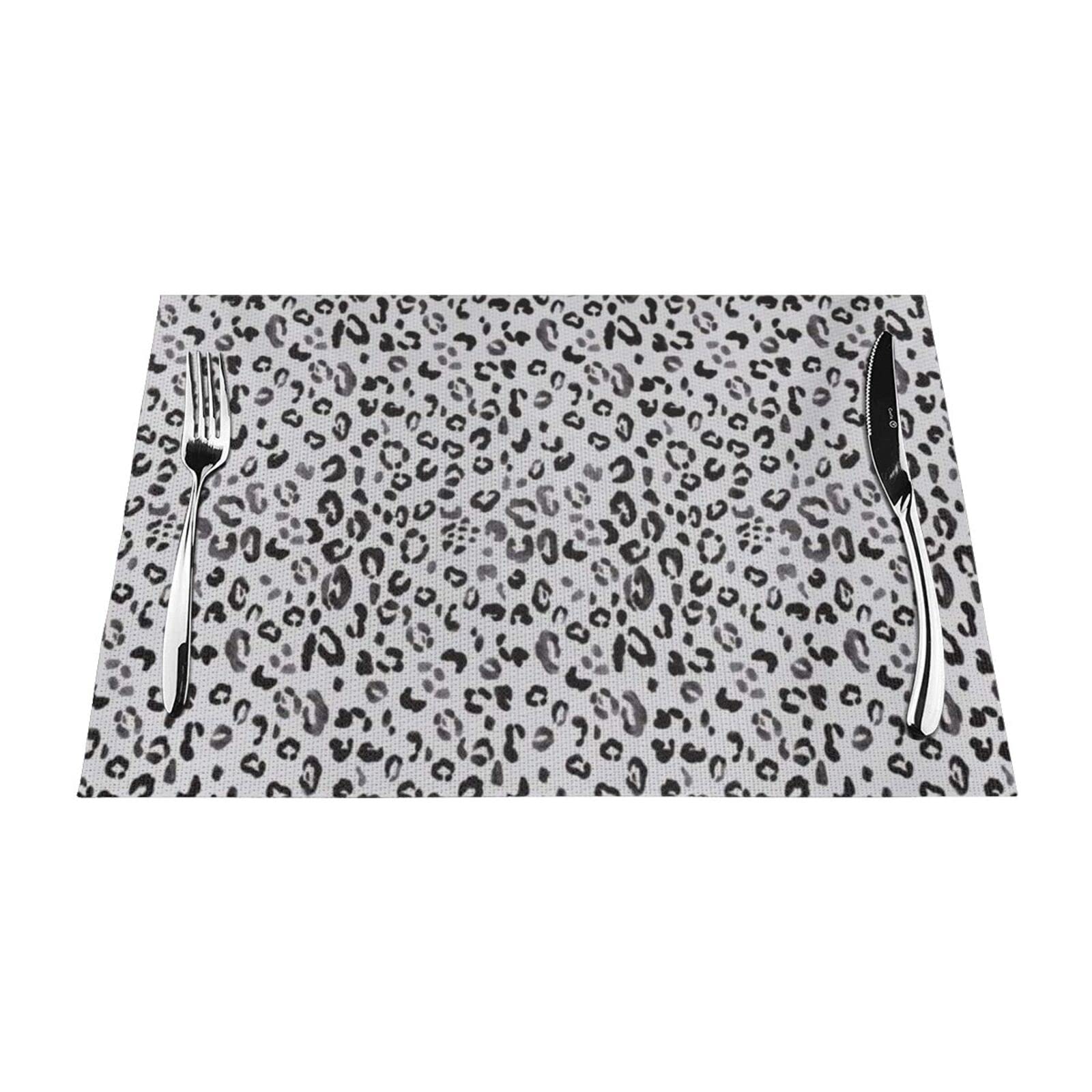 LAMAME Stampa leopardo stampato PVC Placemat Set Tovaglietta Decorativa Lavabile Cucina Table Mat