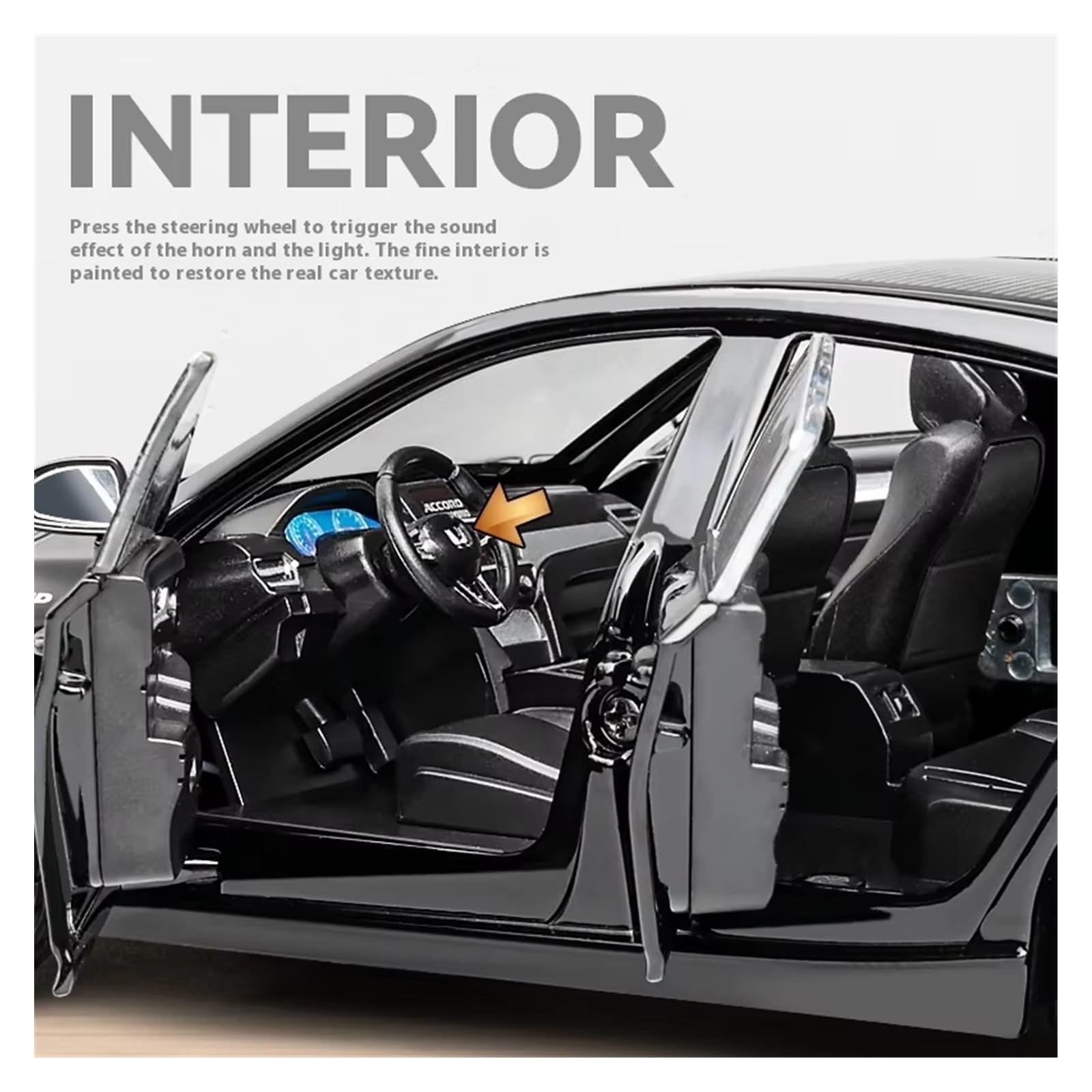 1:24 Per Accord Lega Metallo Pressofuso Modello Di Auto Collezionabile Hobby Decorazione Regalo(Black,With box)
