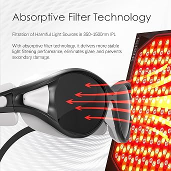 Red Light Eye Protection Glasses Tanning Bed, UV, IR & Blue OD5+ 350-1500nm
