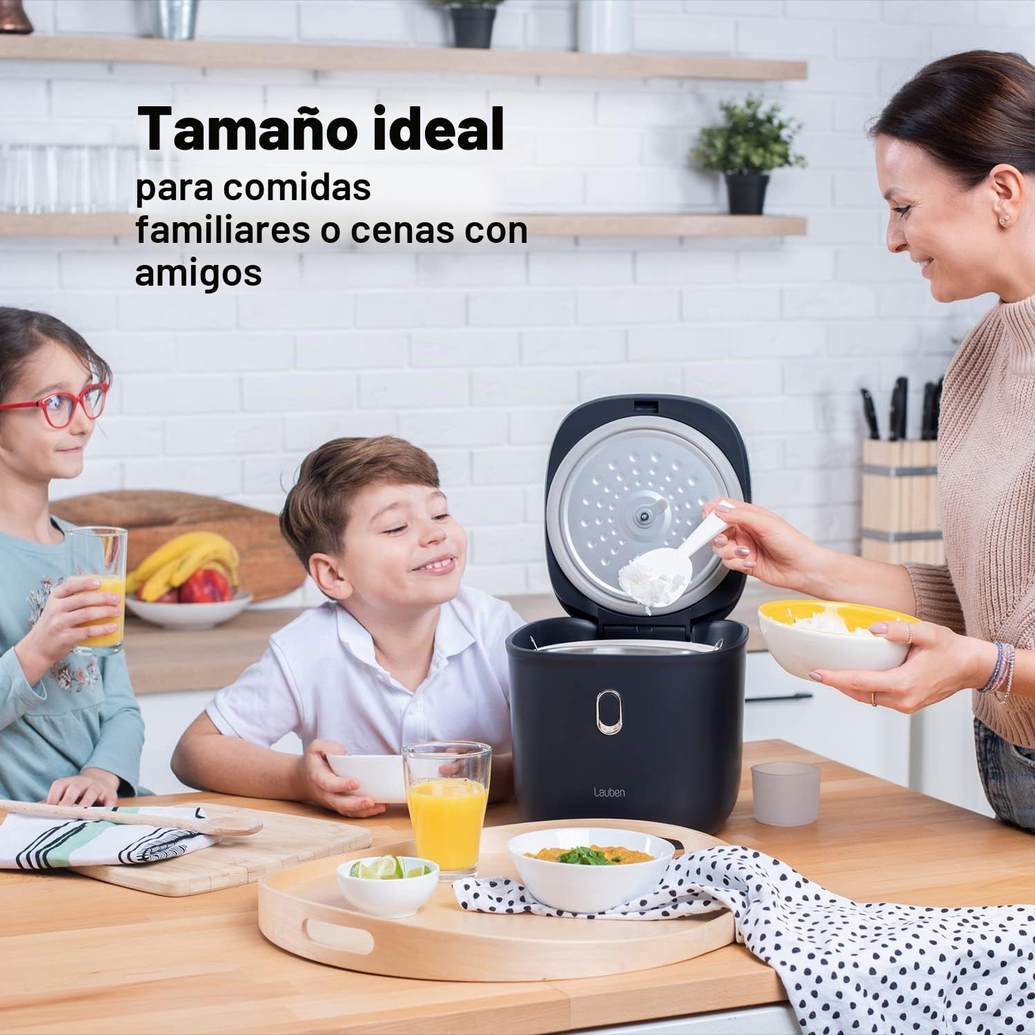 Lauben Rice Cooker Rice Cooker con función Low Sugar, volumen 3 l, 6 modos, inicio diferido, mantenimiento caliente, superficie de cerámica antiadherente, apto para lavavajillas, libro de cocina,