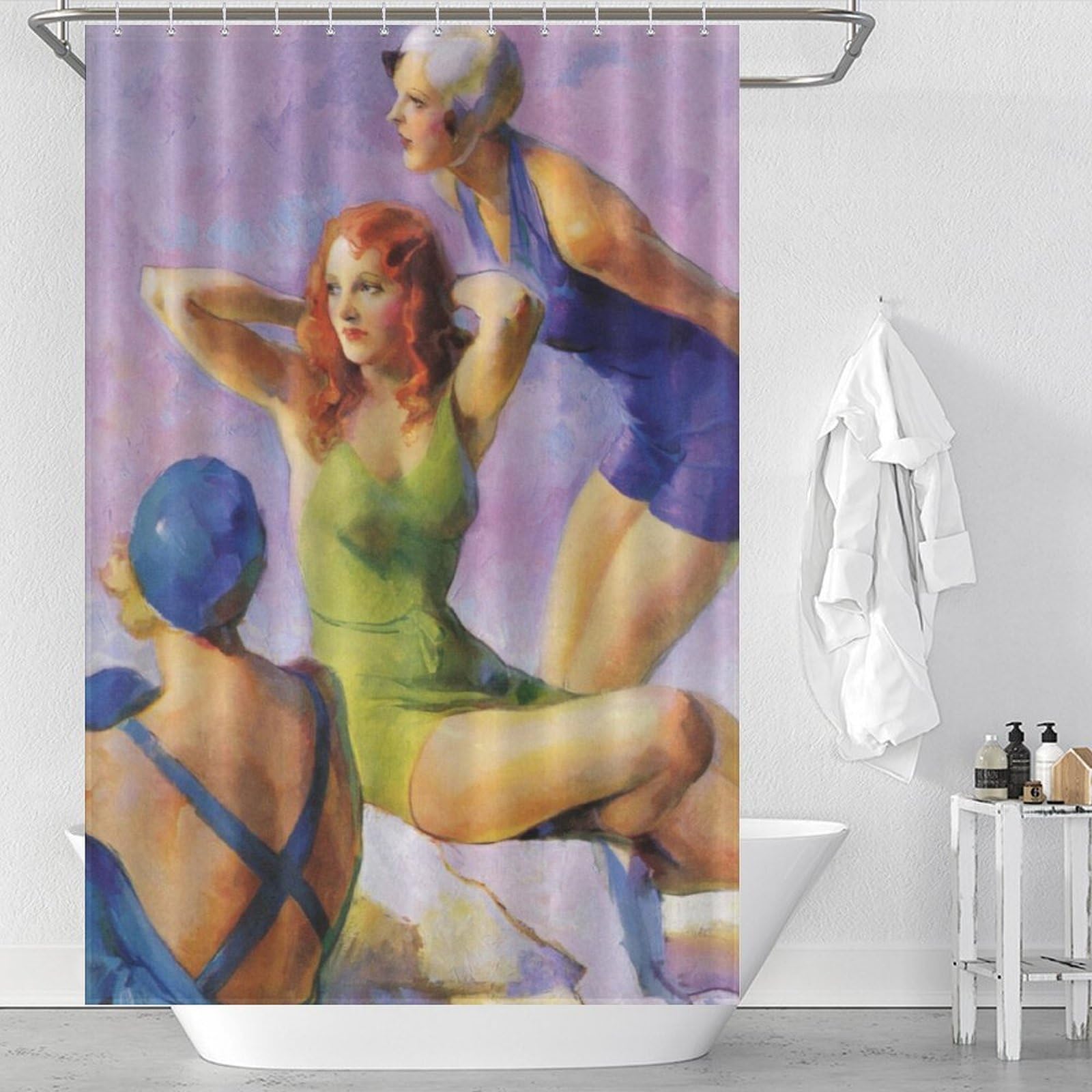 Rideaux de douche Ladies in Swimsuits anti &eacute;claboussures caravane