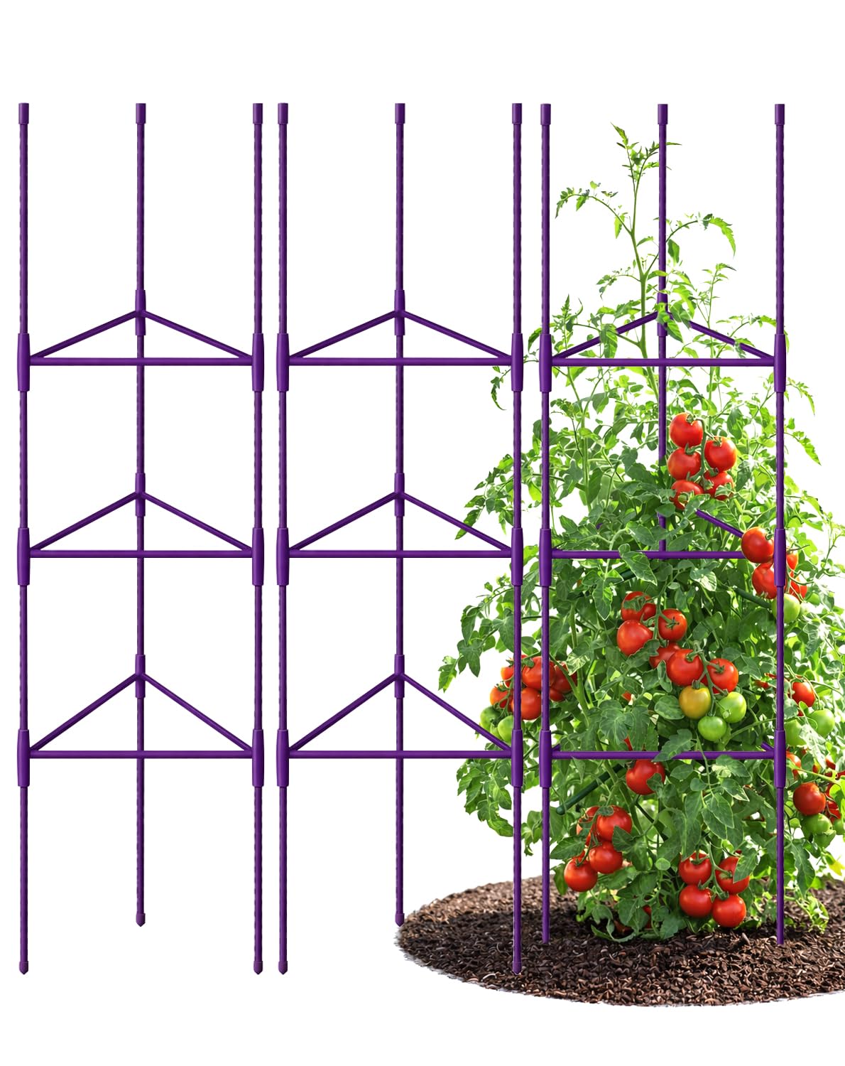Photo 1 of Growsun 3-Pack 51" Adjustable Purple Metal Plant Cages