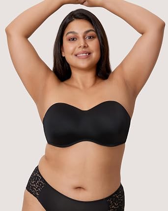DELIMIRA Women's Strapless Bra Minimizer Seamless Underwire Unlined Bandeau for Big Bust