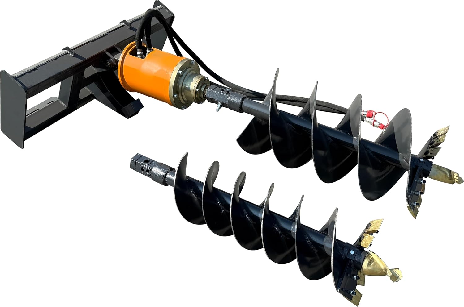 12" 18" Auger Drill Bit Auger Drive with 6k Motor Skid Steer Attachments Post Hole Digger, 35" Working Depth, for Gardin Farm Construction, Quick Attach, US Stock