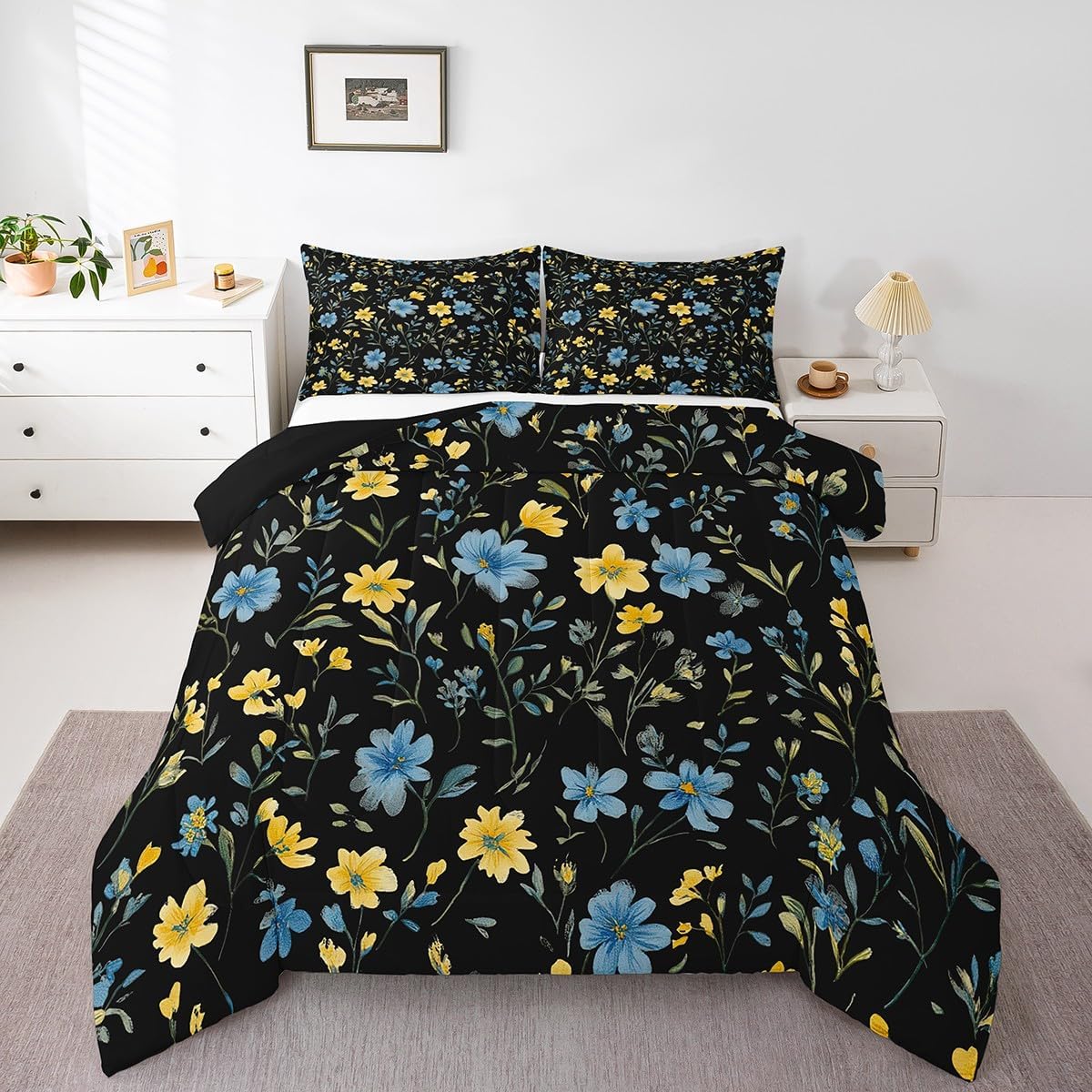 Erosebridal Orange Eucalyptus Comforter Set Toddler Size, Watercolor Plant Leaves Bedding Set Minimalist Stylish Duvet Insert for Kids Teens Adult Women, Natural Botanical Rustic Farmhouse Quilt