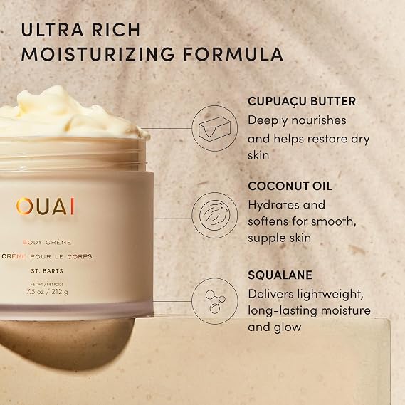 OUAI Body Creme, St. Barts Travel Size - Hydrating Body Cream (3.4 oz)