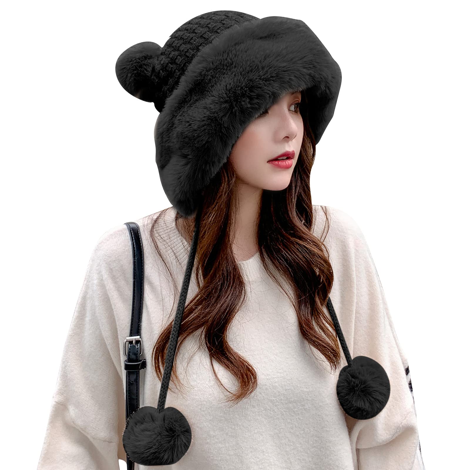 帽子 perverze Fluffy-trim Mesh Knit Cap Amazon.com: Peicees Winter Beanie Hats for Women Warm Knit Skull