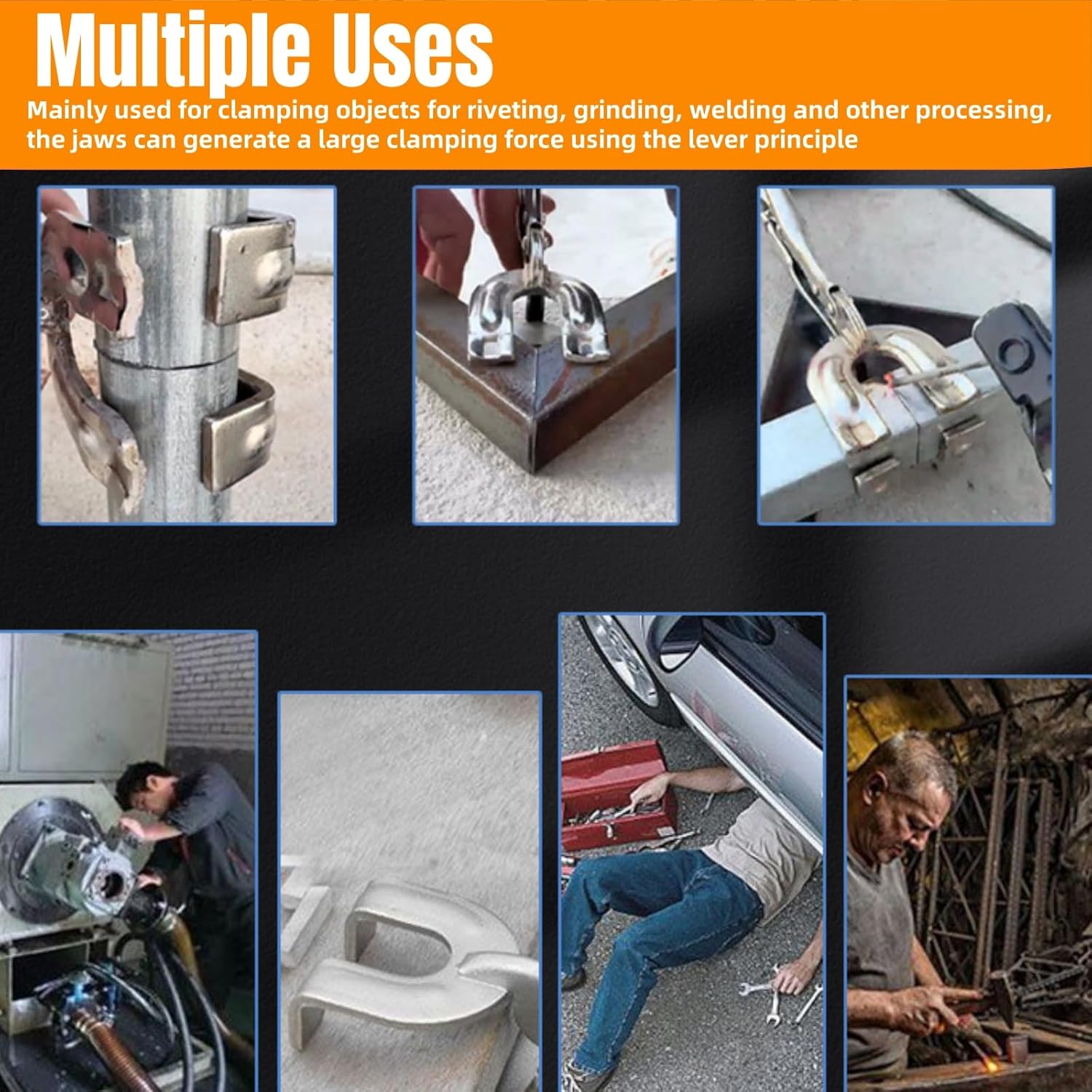 4Pcs Locking Sheet Metal Clamp, 9 Inch Duck Bill Bending Pliers, Duckbill Welding Clamps Vice Grips, Heavy Duty Sheet Vise Grip Tool, Nickle Plated Clamps, Adjustable Opening, Easy Removal