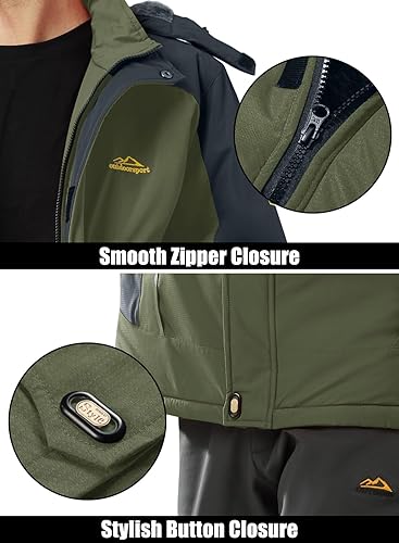 Miniatura 7 de MAGCOMSEN Mens Winter Coats Waterproof Ski Snow Jacket Warm Fleece Parka Raincoats With Multi-Pockets