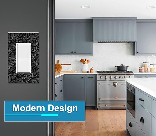 Vista 28 de Art Plates - Placa decorativa de pared de metal con palanca de 1 banda - Cubierta de placa de interruptor de luz negra de una pandilla - Imagen