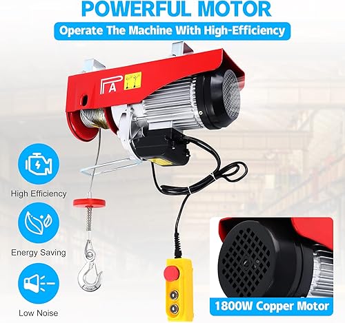 Miniatura 7 de Yonntech Grúa de motor de elevación de cabrestante eléctrico de 2000 libras, gancho de elevación para fábricas, almacenes, construcción, elevación