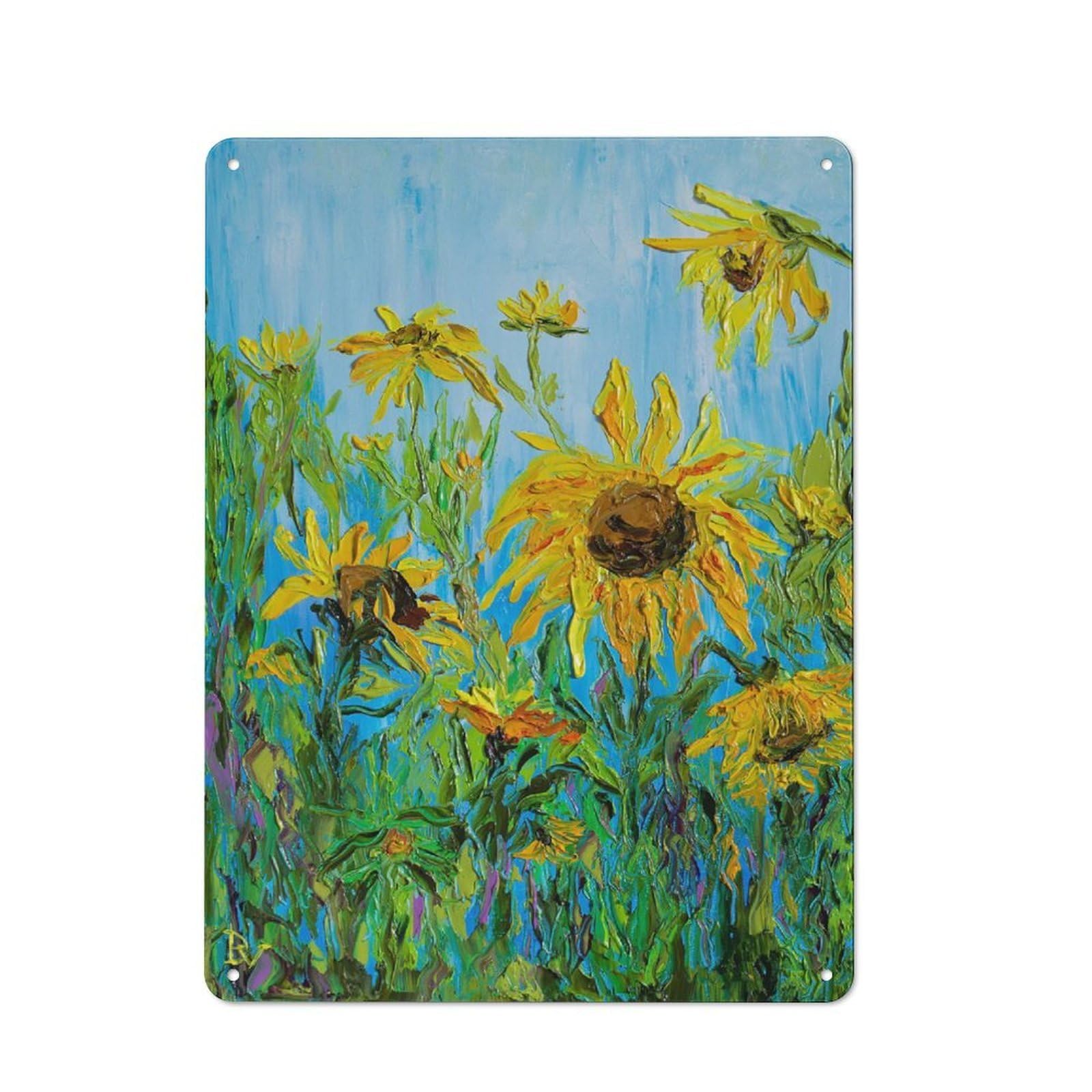Junmoney Style-24 Sunflowers In July Vintage Tin Sign 40X30cm, Vintage Diner Style Decor For Kitchen, Cafe, Pantry Or Dining Room