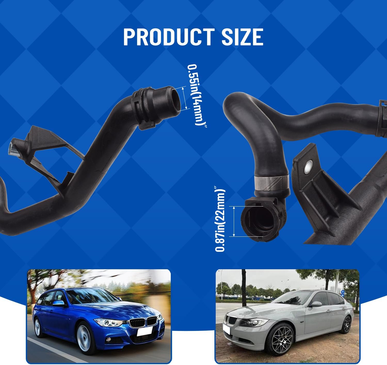 17127548224 4-Way Radiator Hose Compatible with 2005-2013 For BMW 130i 325i 330i Replaces# 17127524190 7548224