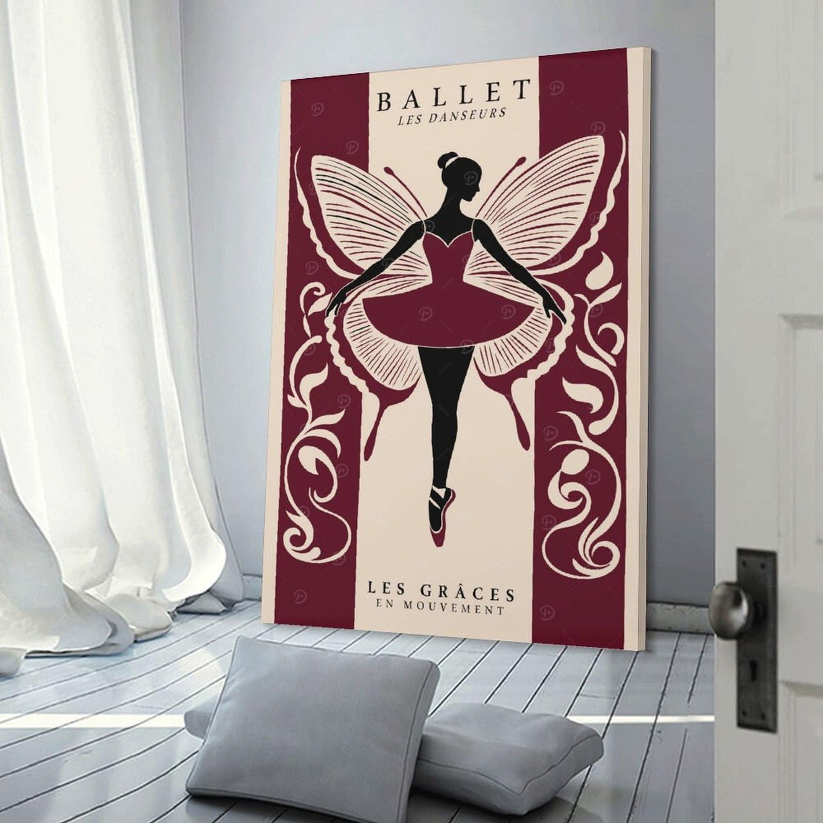Junmoney Ballet Dancer with Butterfly Wings Canvas Wall Art, 20x30inch(50x75cm), for Entrance Walls, Hall Decor Or Foyers, Wall Decor to Refresh Empty Corners