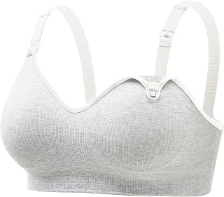 Momcozy Seamless Nursing Bra for Breastfeeding - Soft U.S. Cotton Wireless Maternity Bra, Fixed Padding, Pregnancy Comfort B-E Cups