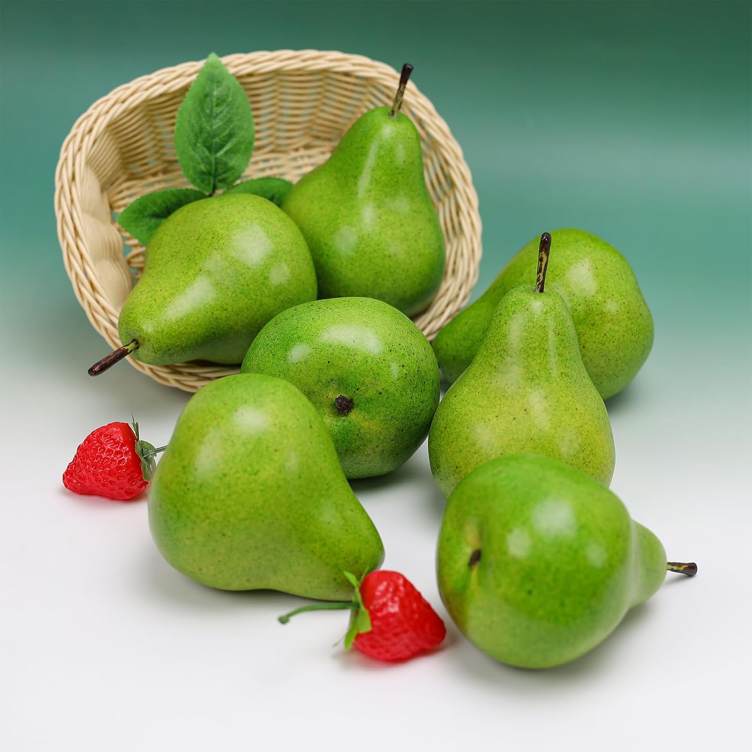 Gresorth 6pcs High-Grade Artificial Green Pear Decoration Fake Fruit Ornament Adornment Home Party Holiday Decoration