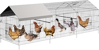 Chicken Coop 130"×40" Chicken Runs for Yard with Cover Outdoor Metal Chicken Coop for Small Animals Duck Rabbit Hen
