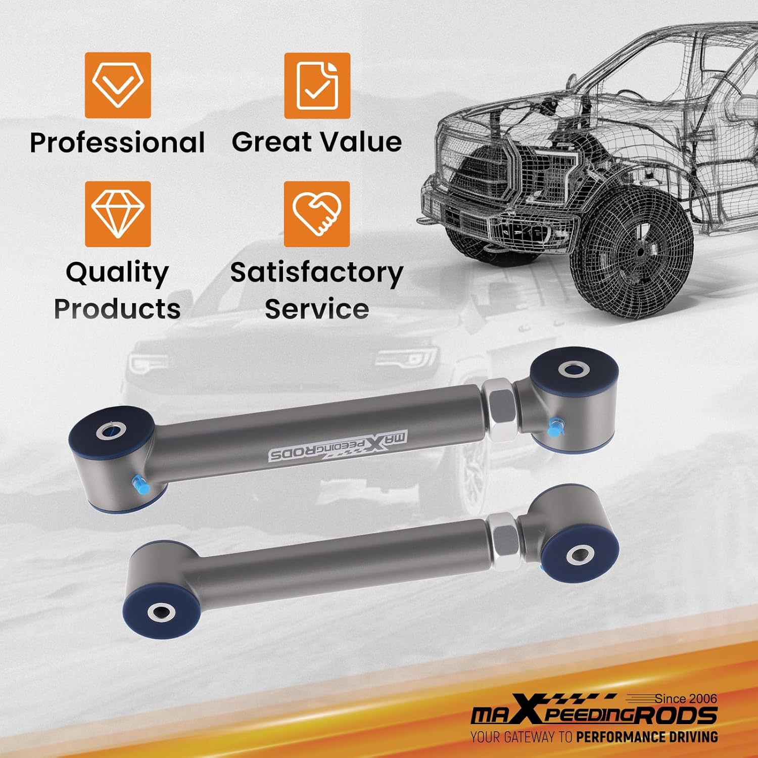 maXpeedingrods Adjustable 0-8" Rear Upper Control Arms for Jeep Wrangler TJ 1997-2006 for Jeep Grand Cherokee ZJ 1993-1998 with 0-8" Lift