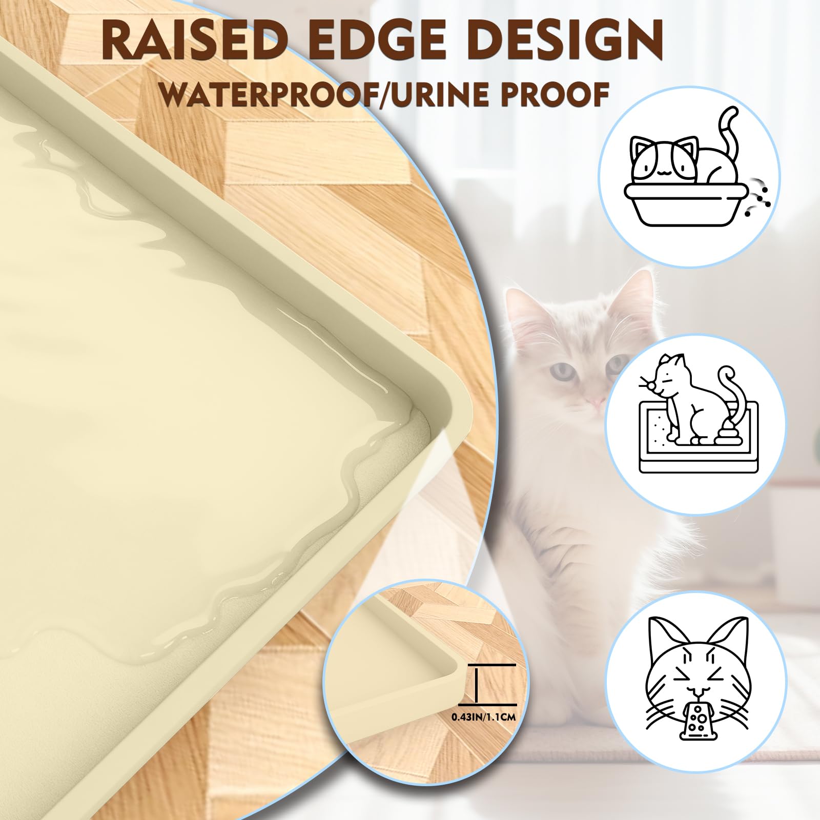 Tappetino per lettiera per gatti 60 * 40 cm, materiale in morbido silicone, facile da pulire, impermeabile, antiscivolo, tappetino resistente per interni e giardino