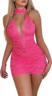 Avidlove Women Babydoll Lingerie Lace Chemise Halter Nightwear Teddy Dress
