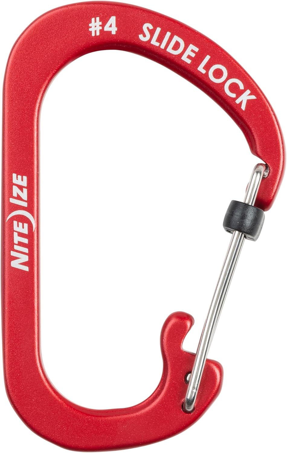 Nite Ize Aluminum SlideLock Carabiner - Daily Use & Lightweight Carabiner - Compact Aluminum Carabiner with Lock - Versatile Rectangular Carabiner - Size 4, Red (4 Pack)