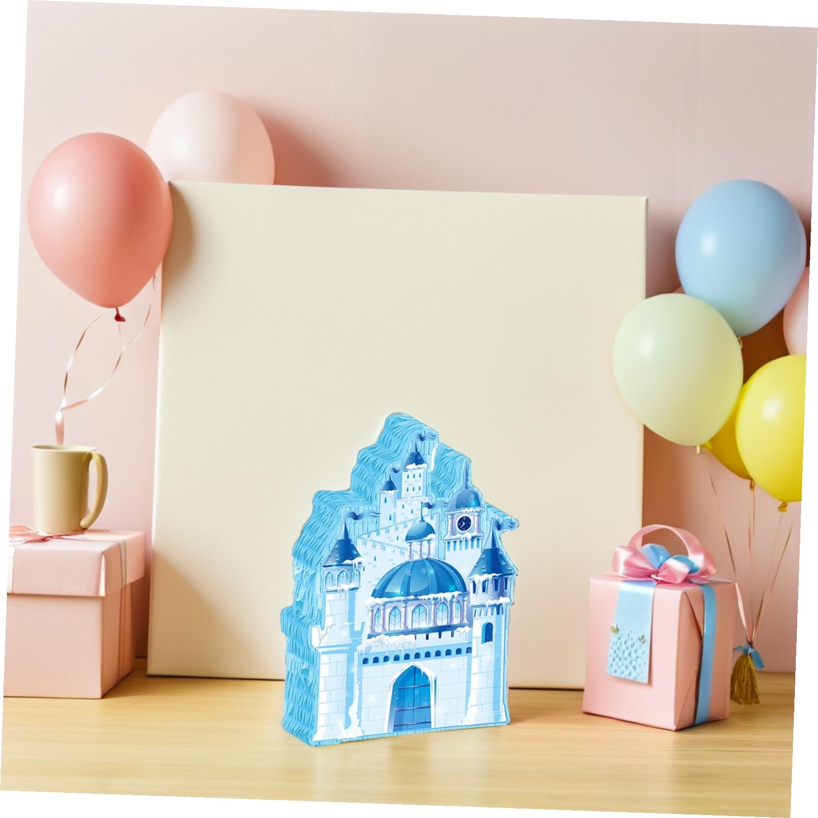 BESTonZON Weihnachts Piñata Schloss aus Papier mit Augenabdeckung und Stab Einfach Aufzuhängen Lebendige Winterdekoration für Kindergeburtstag und Schulfeiern