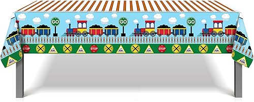 Miniatura 7 de Decoraciones de cumpleaños de tren, decoración de pastel de tren, manteles de vehículos, pancarta de cumpleaños para tren, suministros de fiesta de