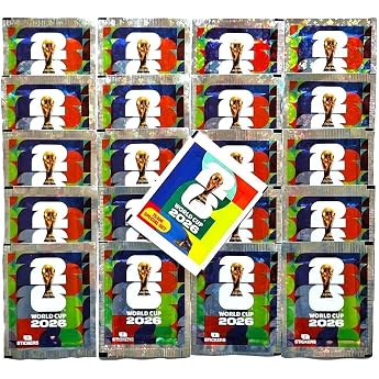 World Cup 2026 Sticker Collection - 20 Bags with 7 Stickers Each + 1 x Bag with 1 DFB Parallel Special Sticker World Cup