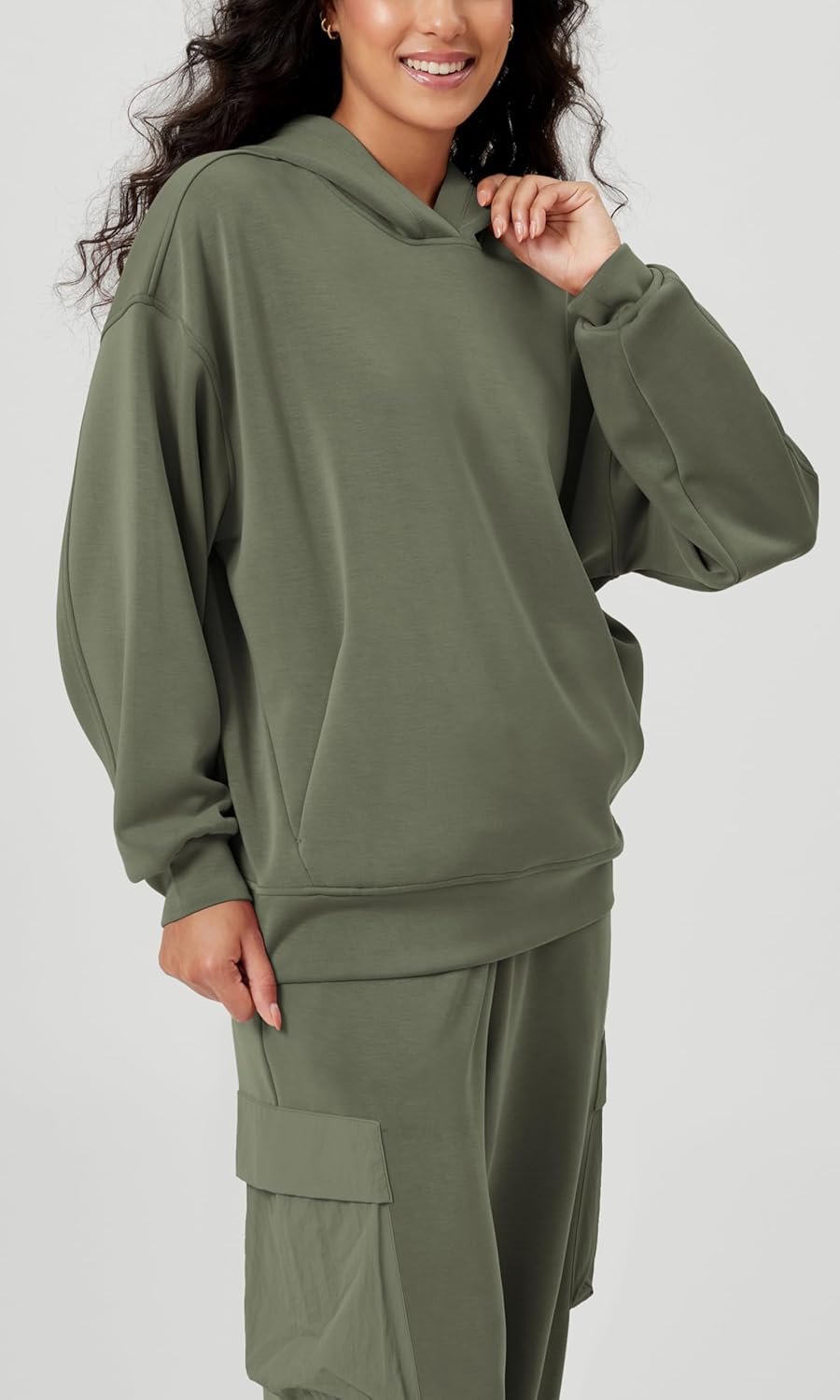 ODODOS Women's Modal Soft Oversized Hoodies Long Sleeve Hooded Sweatshirts Pullover Top with Kangaroo Pocket - Image 3