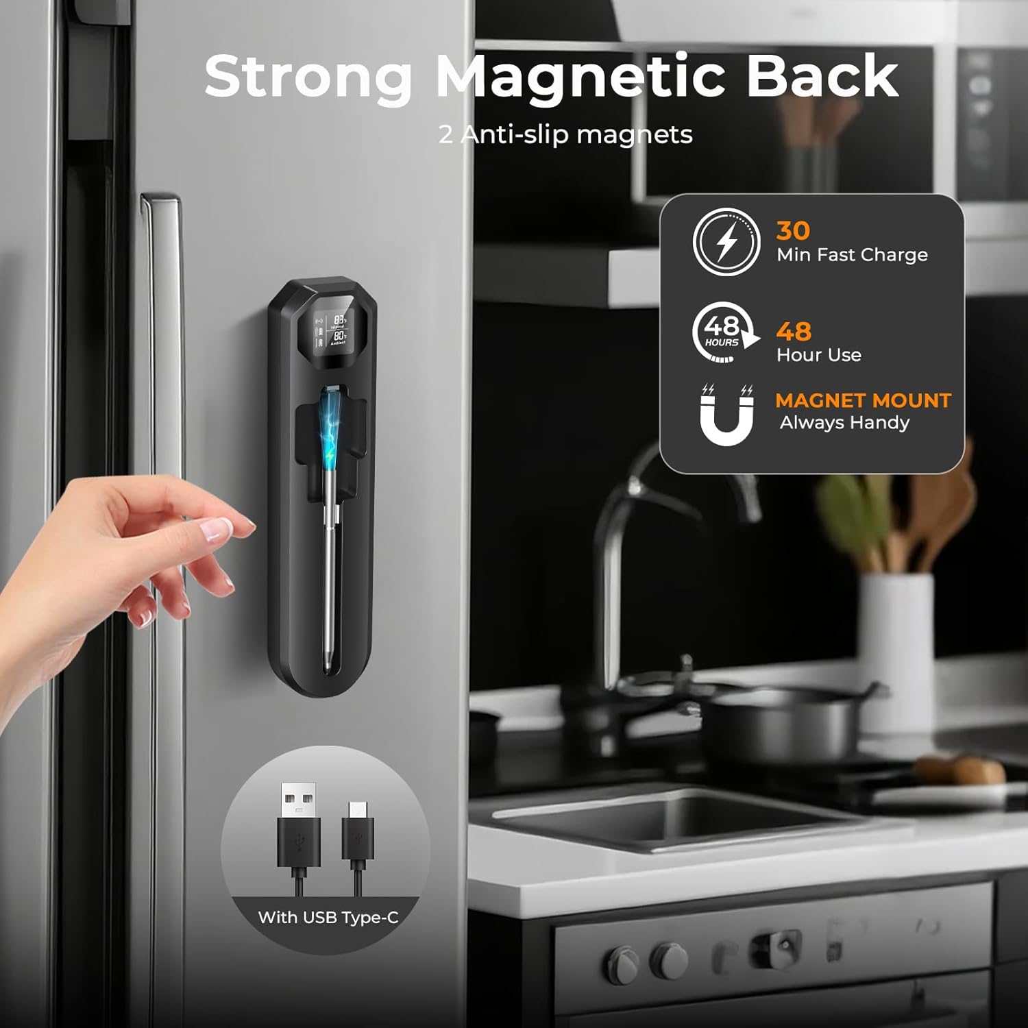 BlueSwan Wireless Meat Thermometer Digital, Food Thermometer Bluetooth 820 ft Range with APP for Grill Smoker Oven, Magnetic Design for BBQ Cooking, Gifts for Men, Camping Kitchen Essentials