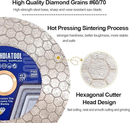 Miniatura 3 de SHDIATOOL Hoja de sierra de diamante para azulejos de 4 pulgadas, cortador de disco de molienda para porcelana, cerámica, granito, mármol, piedra en