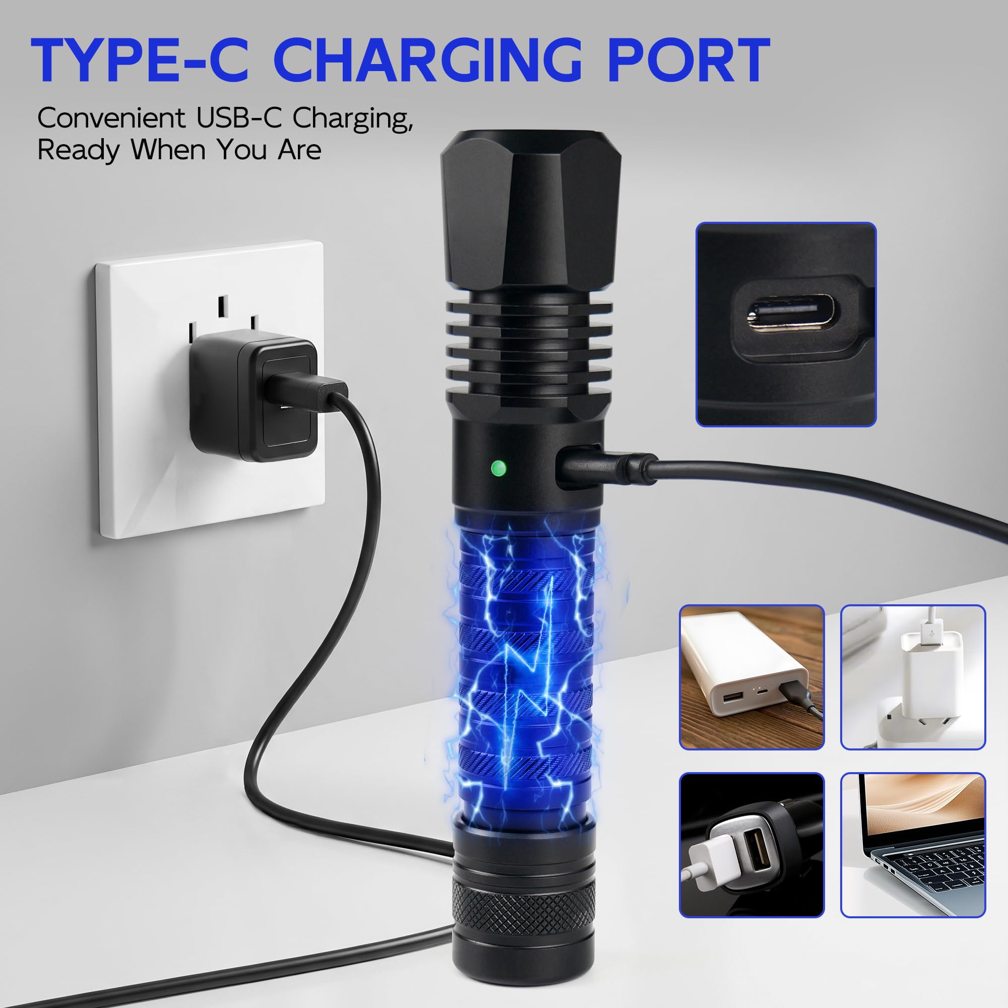 Linterna UV de 365 nm, linterna negra de grado profesional, luz negra recargable por USB para detección de orina de mascotas, curado de resina, seguimiento de sangre, rocas, detección de fugas de aire