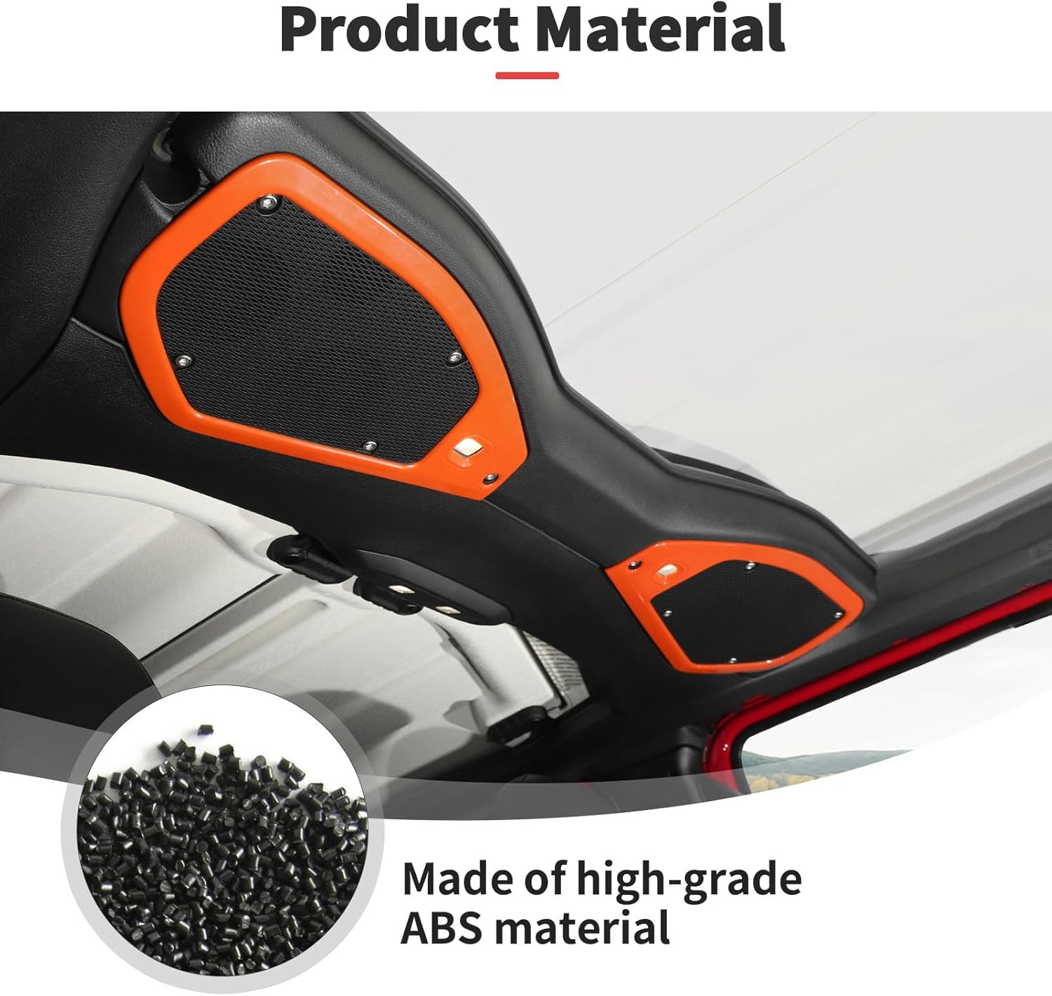 JWWY for Jeep JL Speaker Audio Trim Top & A Pillar Cover Trim for 2024-2025 Jeep Wrangler JL JLU & Gladiator JT Accessories ABS 4PCS Orange