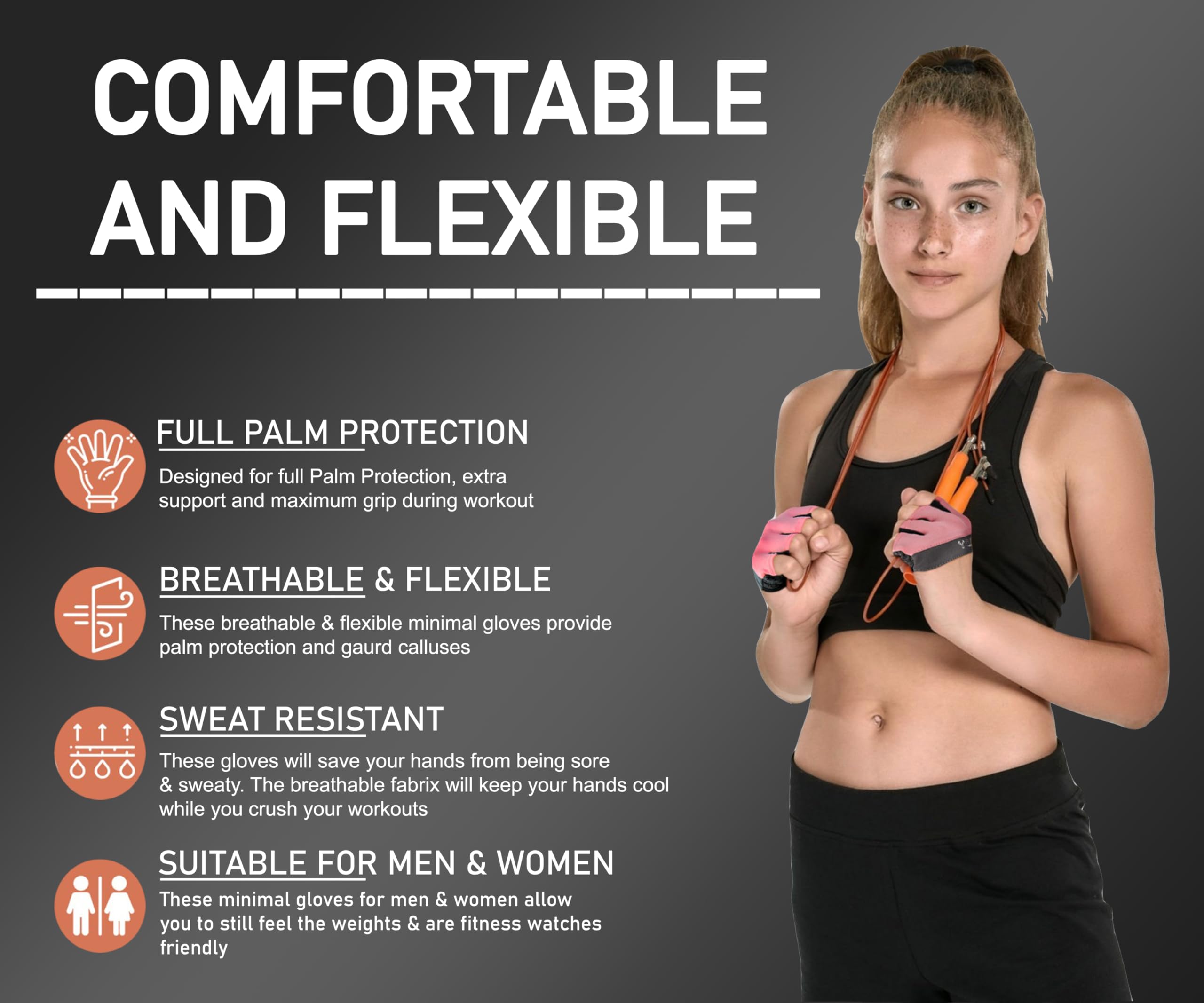 FITNESS FORCE Rękawice treningowe dla mężczyzn i kobiet, rękawiczki do częściowego podnoszenia ciężarów, antypoślizgowe rękawice gimnastyczne, uchwyt do podnoszenia odcisków palców, rękawiczki do
