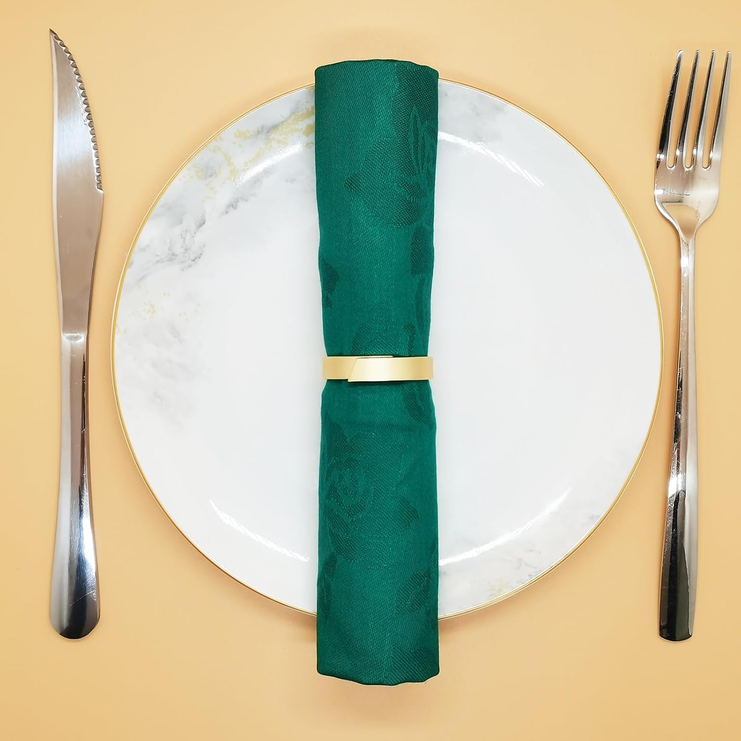 Round Metal Gold Napkin Rings Set of 8