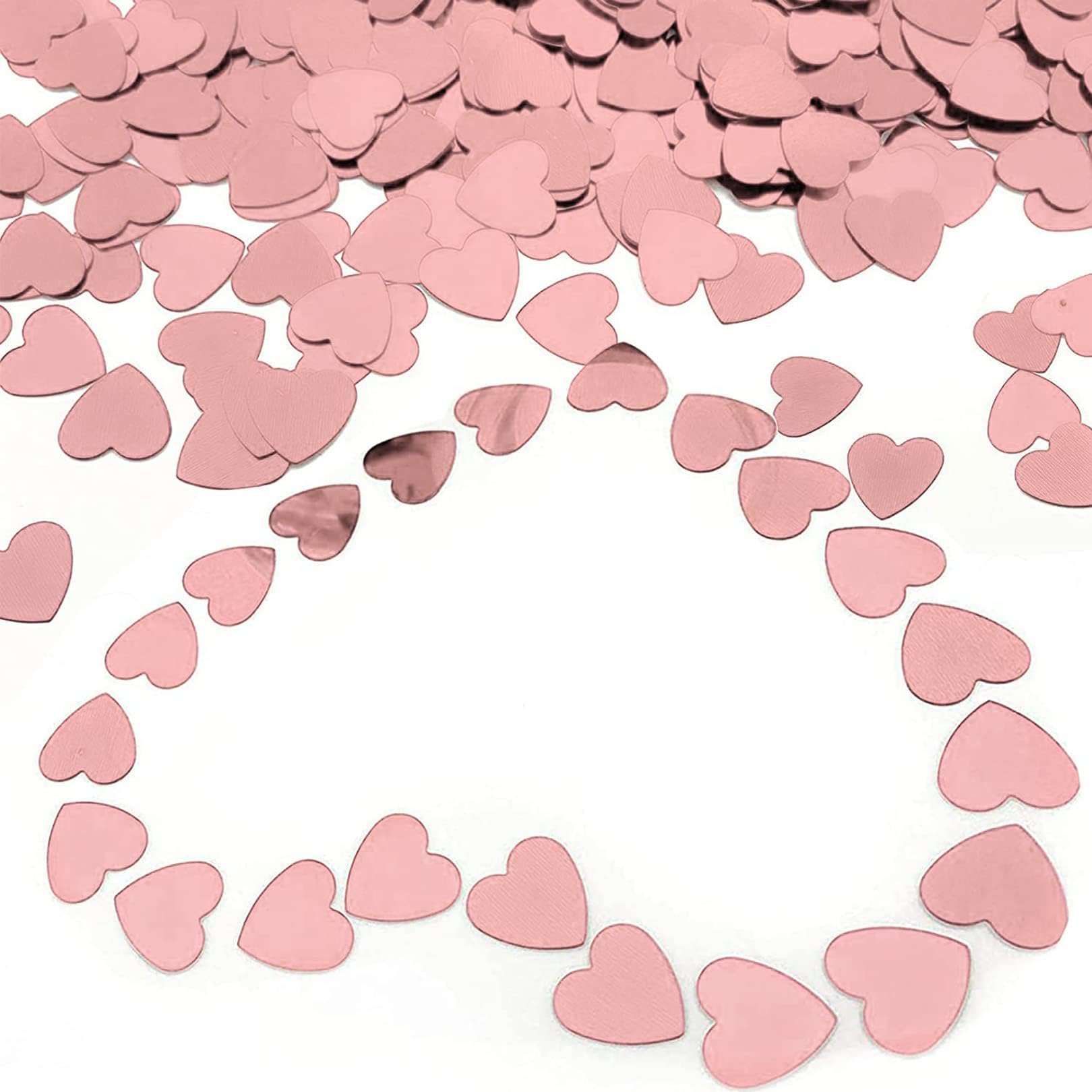 1000 Pcs Rose Gold Heart Confetti Valentines Decorations Romantic Table Decorations Metallic Foil Love Hearts Table Confetti for Wedding Day,Anniversary,Birthday & Holiday Parties