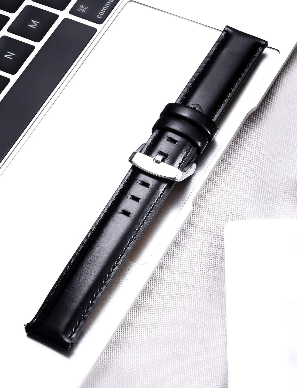 BINLUN Leather Watch Band Quick Release Replacement Leather Smart Watch Straps for Women and Men in Black Brown Red 12mm 13mm 14mm 17mm 18mm 19mm 20mm 22mm - Image 6