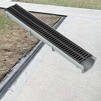 1pc Trench Drain Kit for Yard, Lawn, Driveway, and Sidewalk - Customizable Garden Drainage Channels with GratingLxWxH 100x10x10cm
