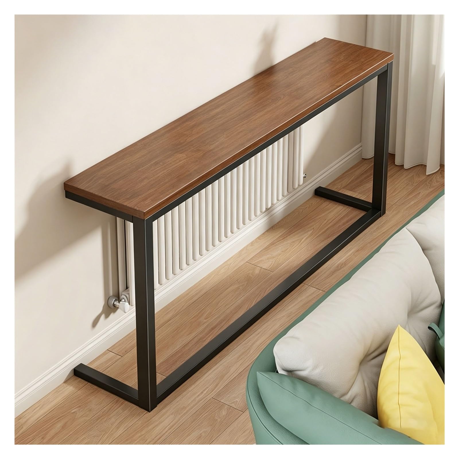 Estante para radiador, mesa resistente con amplia superficie de almacenamiento, mesa trasera multifuncional para sala de estar y dormitorio