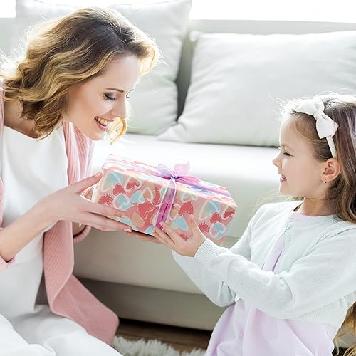 Miniatura 5 de MAMUNU Juego de 8 hojas de papel de regalo, papel de regalo de cumpleaños arcoíris para niñas, hojas de papel de regalo con etiquetas de regalo y