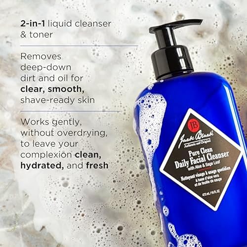 Vista 3 de Jack Black Limpiador facial diario Pure Clean para hombres, lavado facial Jack Black para hombres, lavado facial para hombres, limpiador facial