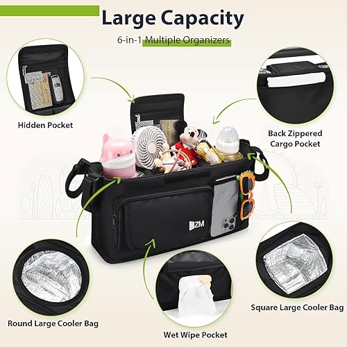 Miniatura 3 de ZZM Organizador de cochecito para consola para padres, compatible con WONDERFOLD W2&W4&X, Jeep Deluxe Wrangler, EVER AVANCED Wagon, accesorios para