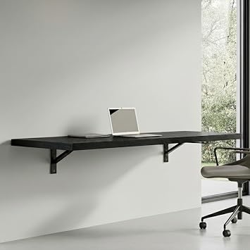 Wall Mounted Desk, Murphy Desk, Wall Mounted Folding Table, 48x16 Black | Houseables Laundry Folding Table, Fold Down Work Bench, Foldable Station, Floating Bar, Hanging, Dining, Kitchen, Clothes