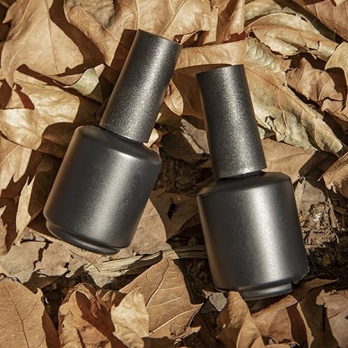 Miniatura 5 de Botellas vacías de esmalte de uñas de gel de 0.5 onzas líquidas, botellas vacías de esmalte de uñas con cepillo negro mate, botellas redondas opacas