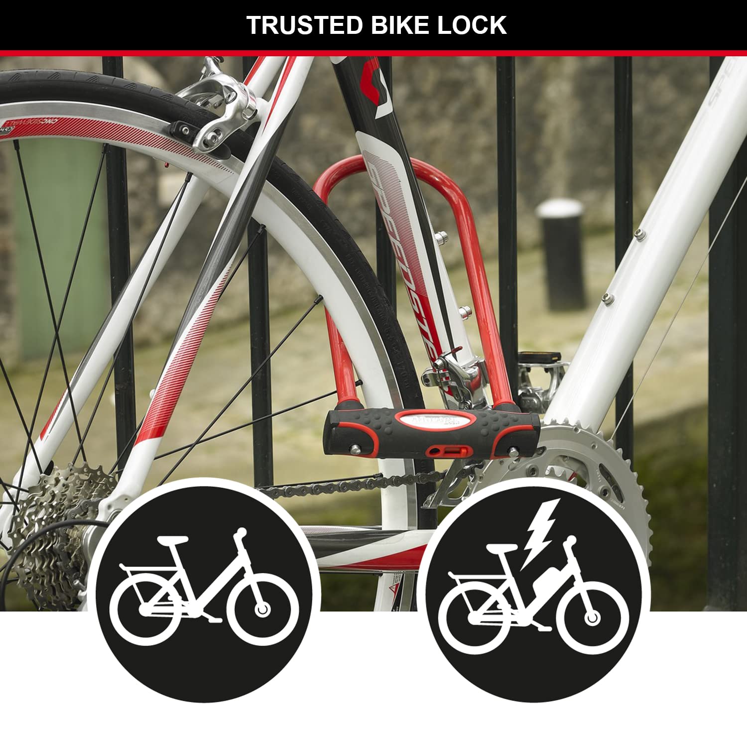 Master Lock Antivol Vélo U A Clé Support de Universel Antivol Certifié Modèle XL Rouge 8195EURDPROCOLWR