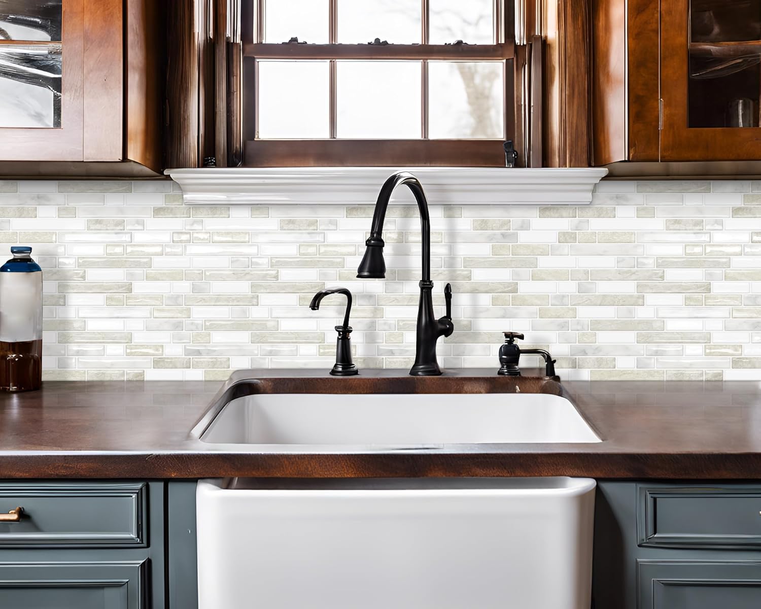 Thick Kitchen Backsplash 3D Peel and Stick Tile 12"x12" Self Adhesive Sticky Marble Tiles Bathroom Wall (10-Sheet，Beige White)