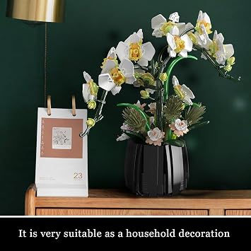 Mould King 24108 Botanicals Orchid Building Set - Realistic Artificial Plant Set for Adults, Home Office Decor with Lifelike Orchid Pot Design (1014 PCS)