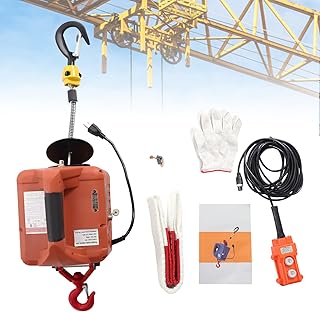 2 in 1 Electric Hoist Winch, 1100 lbs Portable Power Winch Crane, 1500W 110V Electric Winch with Wire Remote and Manual Controls Lifting Towing Overload Protection for Lifting Towing Lifting Engines