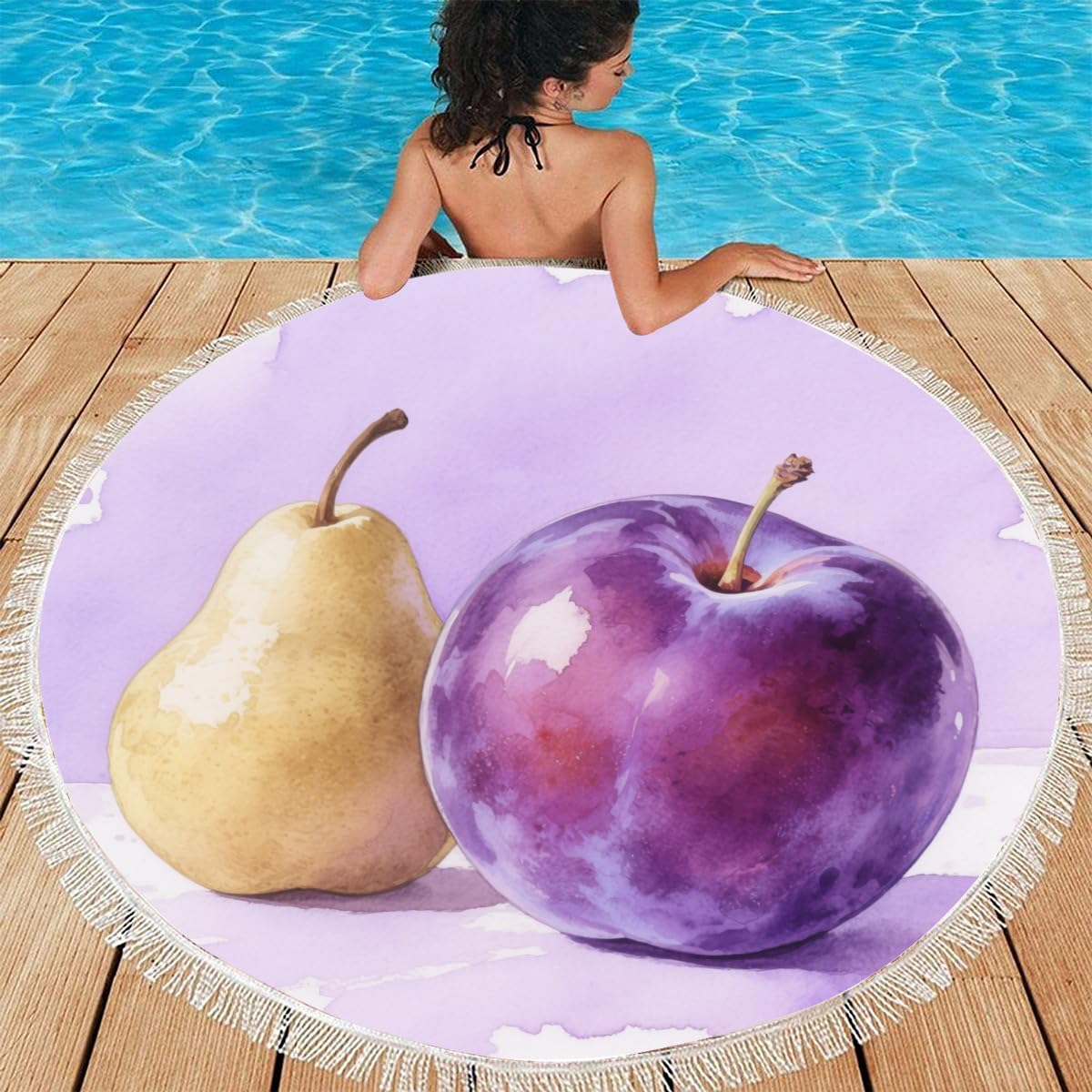 1/2PACK 145 cm Frutta Microfibra Asciutto Rotondo a Secco rapido, Asciugamano Privo di Sabbia e Assorbente per Spiaggia, Viaggi, Campeggio, Palestra