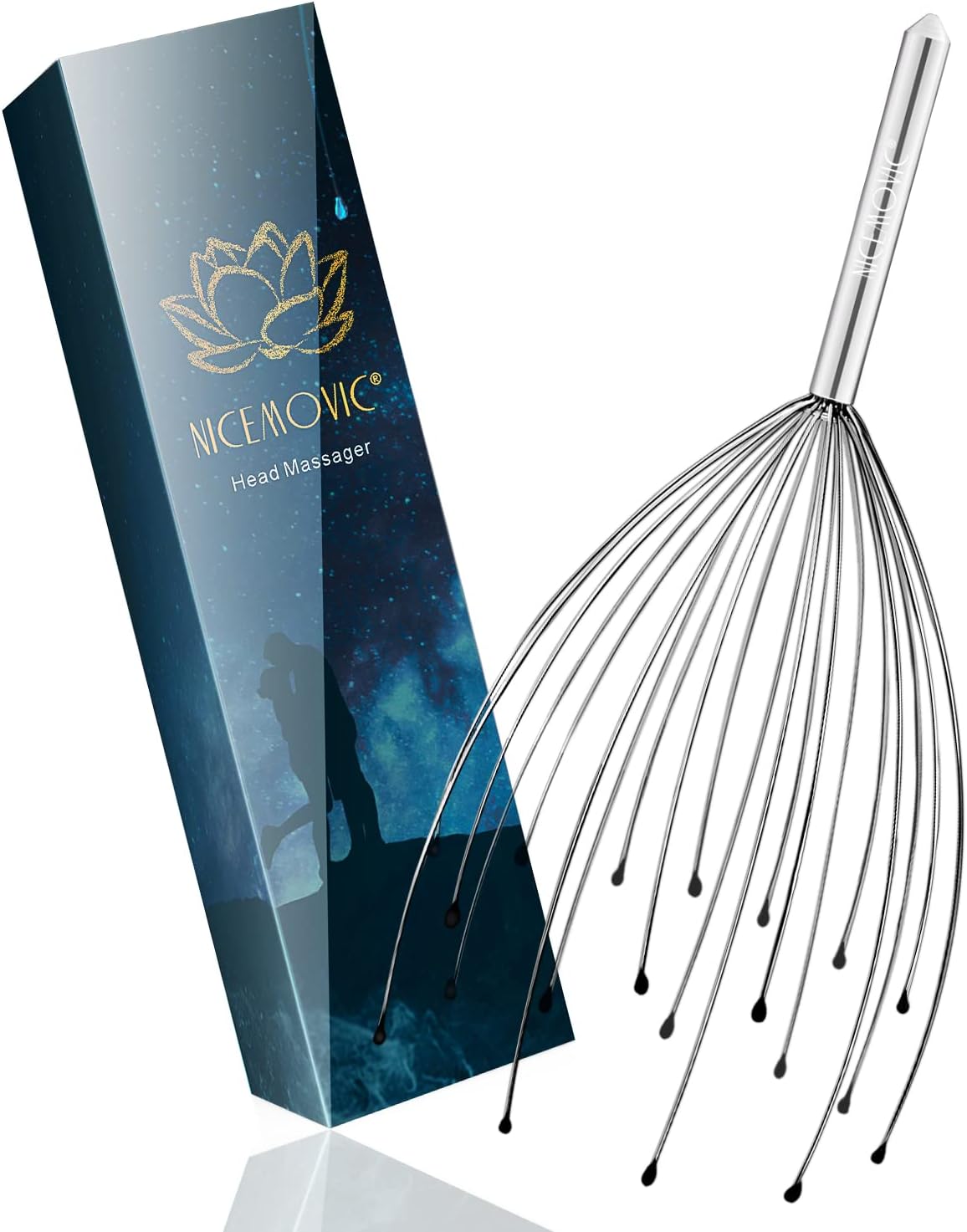 NICEMOVIC Scalp Massager, Head Massager Scratcher Tingler with 20 Fingers, Hair Scalp Scratcher for Deep Relaxation and Stress Relief(Silver)